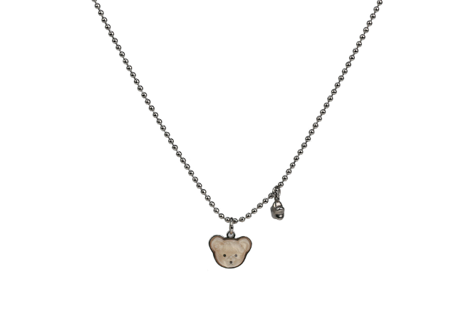 Dog and Cat Necklace Identification Tag Surgical Engraving Name Tag Bearstar Ball Chain Bear