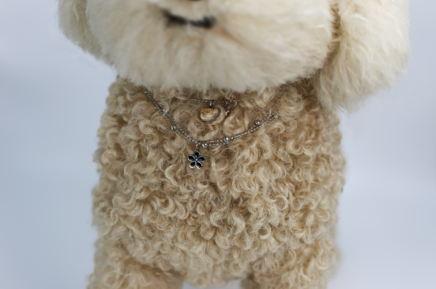 Dog and Cat Necklace Identification Tag Surgical Engraving Name Tag Flower Double Black Flower