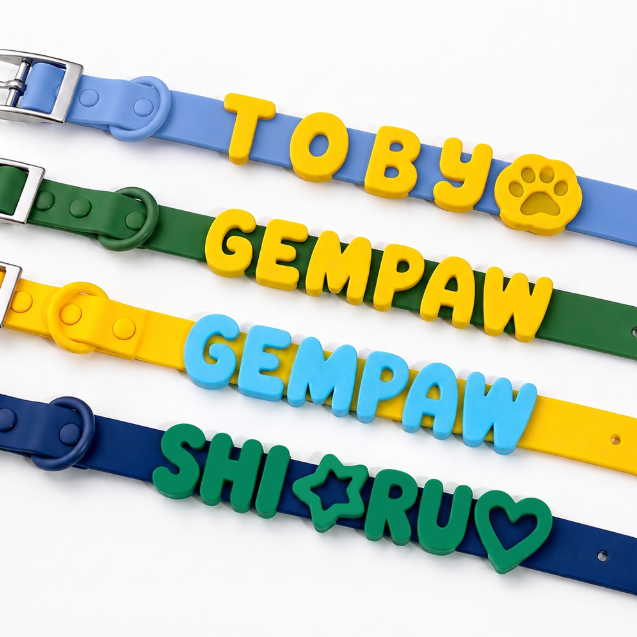 Dog Silicone Waterproof Leash Alphabet Custom Lightweight Silicone Charm Set of 3 and 5