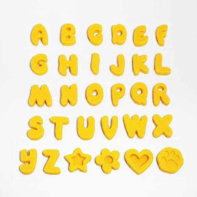 Dog Silicone Waterproof Leash Alphabet Custom Lightweight Silicone Charm Set of 3 and 5