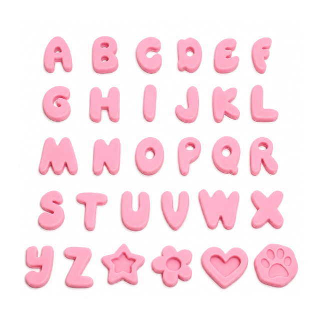 Dog Silicone Waterproof Leash Alphabet Custom Lightweight Silicone Charm Set of 3 and 5