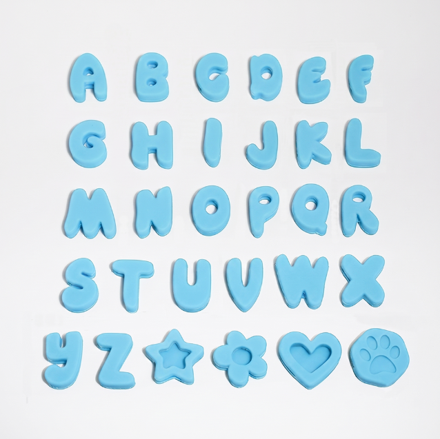 Dog Silicone Waterproof Leash Alphabet Custom Lightweight Silicone Charm Set of 3 and 5