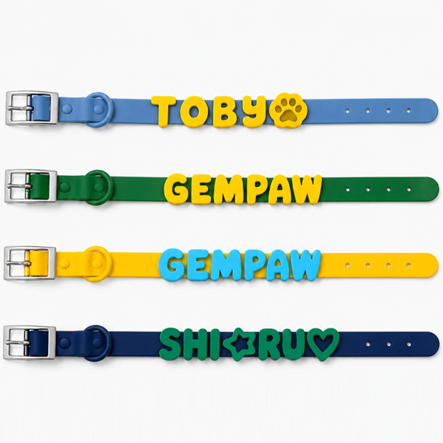 Dog Silicone Waterproof Leash Alphabet Custom Lightweight Silicone Charm Set of 3 and 5