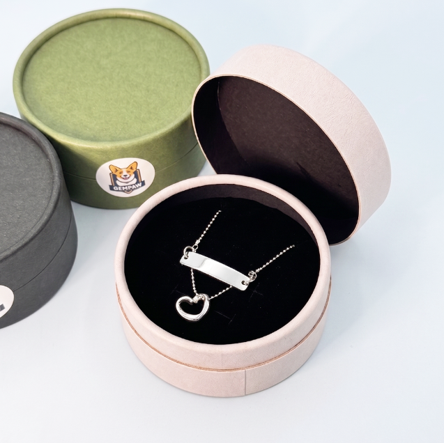 Round Gift Box Dog Cat Necklace Identification Tag Jewelry Gift Wrapping
