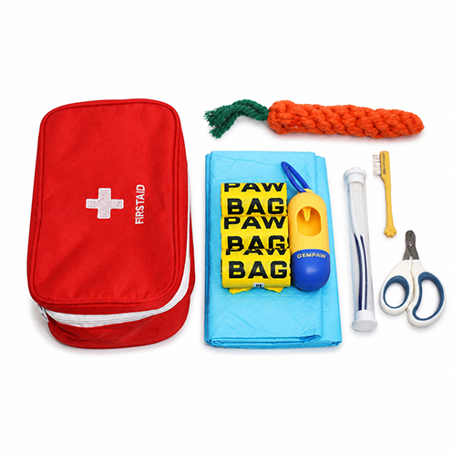 Dog Care Supplies Set Walking Hygiene Grooming Pouch Pet Start Kit