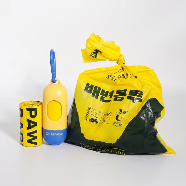 Gempaw Dog Poop Bags Poop Chew Poop Bags 4 Rolls 1 Set 60 Sheets 23x33cm Dispenser